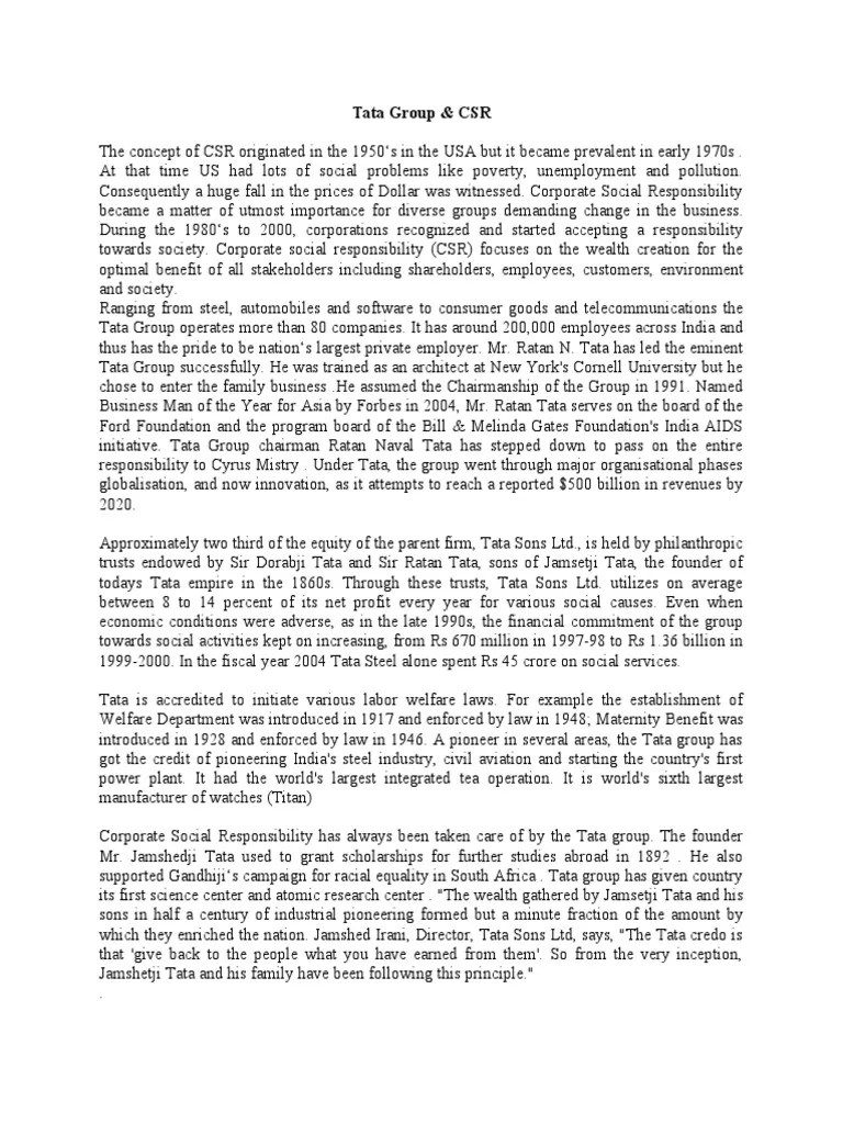 CSR Case Study | Download Free PDF | Corporate Social Responsibility | Sustainable Development