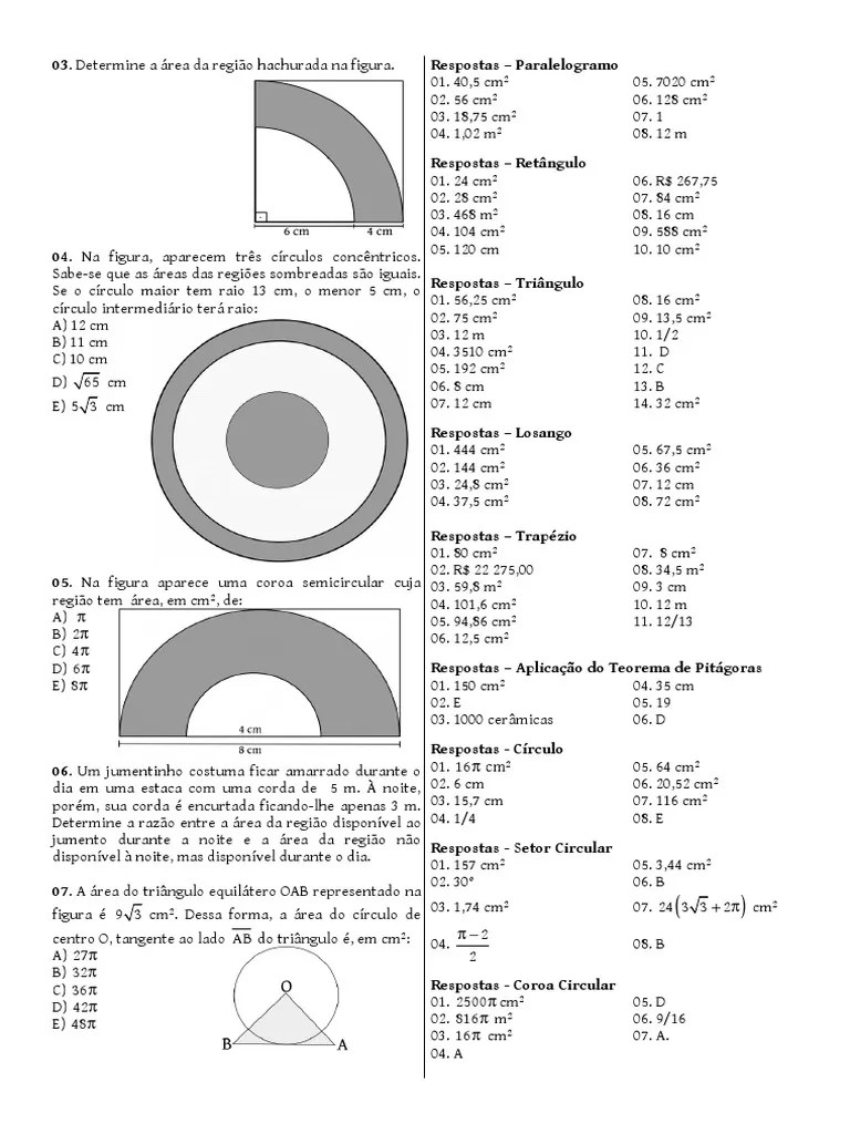 D - Banco Do Estudante - Matemática - Nível Fundamental E Médio - Geometria Plana - Exercícios ...