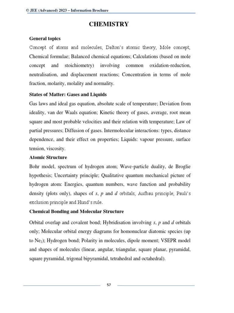 Jee Adv Syllabus | PDF