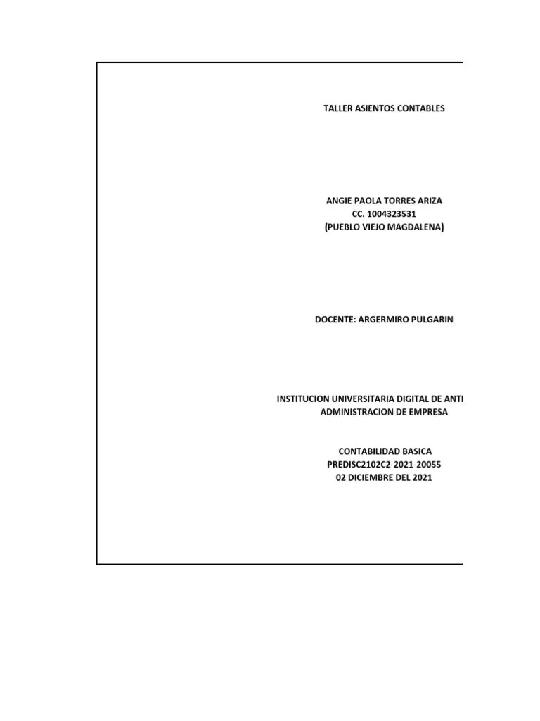 Asientos Contables | PDF | Contabilidad | Hoja De Balance