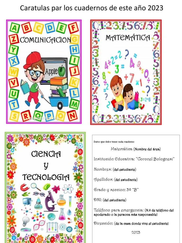 Caratulas Para Los Cuadernos 2023 | PDF