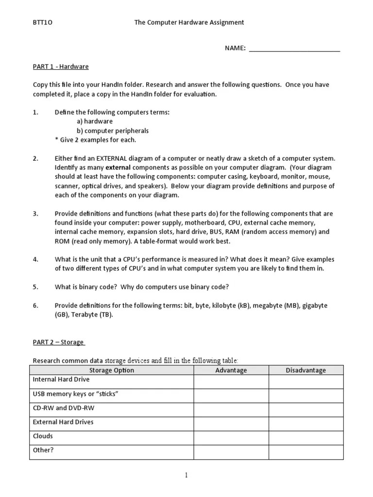 06-Computer Hardware Assignment | PDF