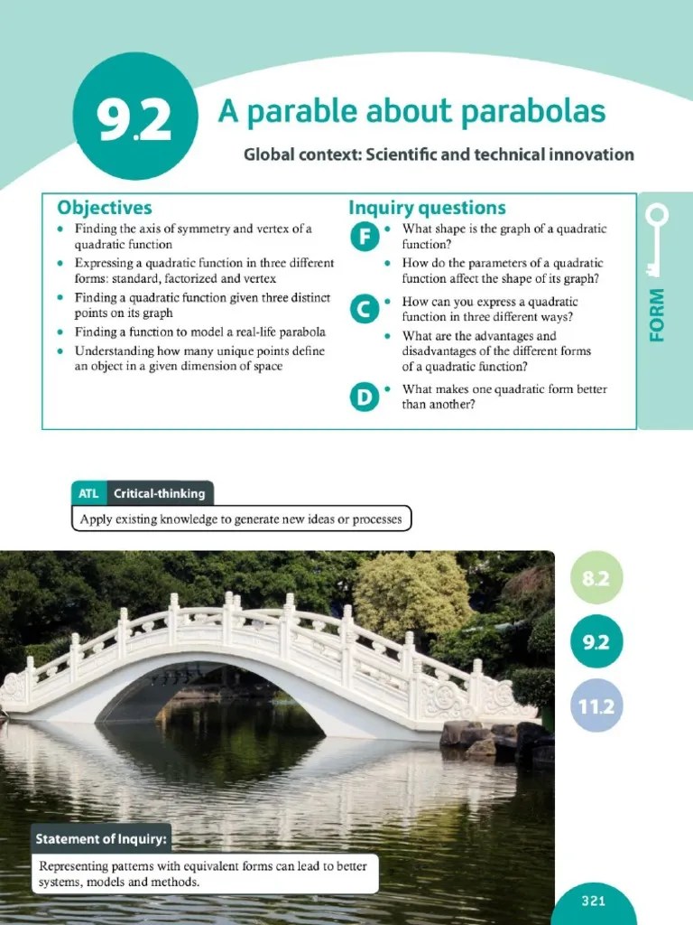 MYP Mathematics Oxford Textbook 4 5 - Ch9 - Parabolas | PDF