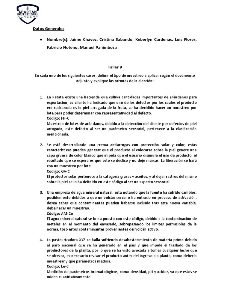 Taller 9 Iso 17025-1 | PDF | Negocios | Cocina, Comidas Y Vino