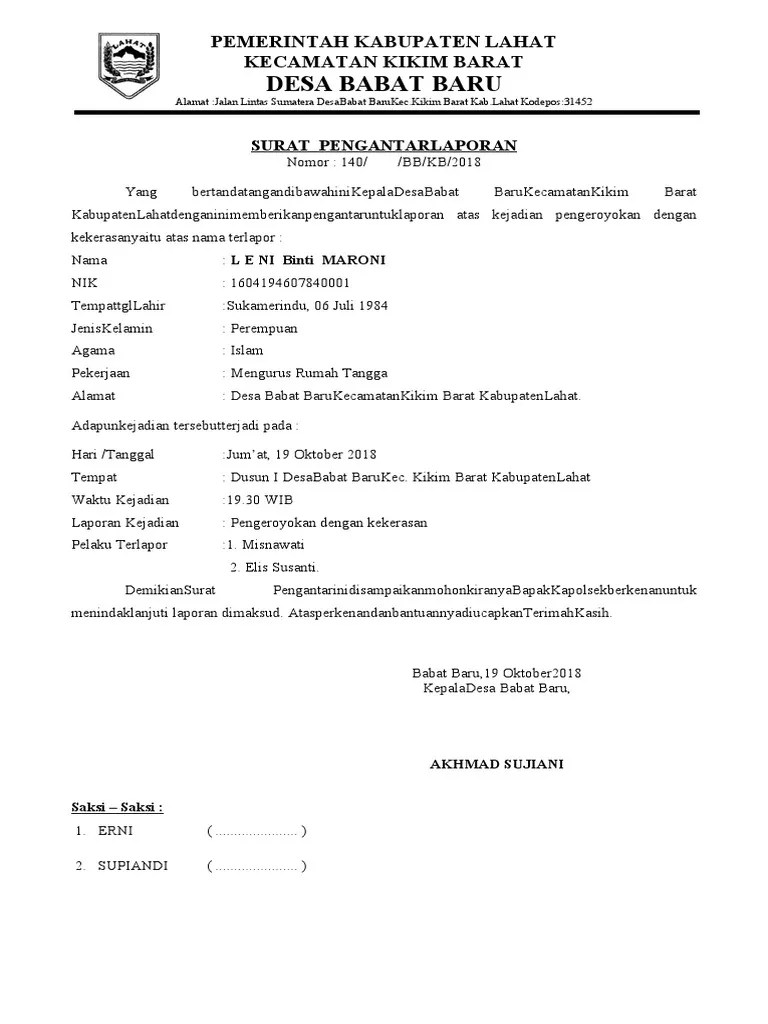 Surat Pengantar Ke Kapolsek | PDF