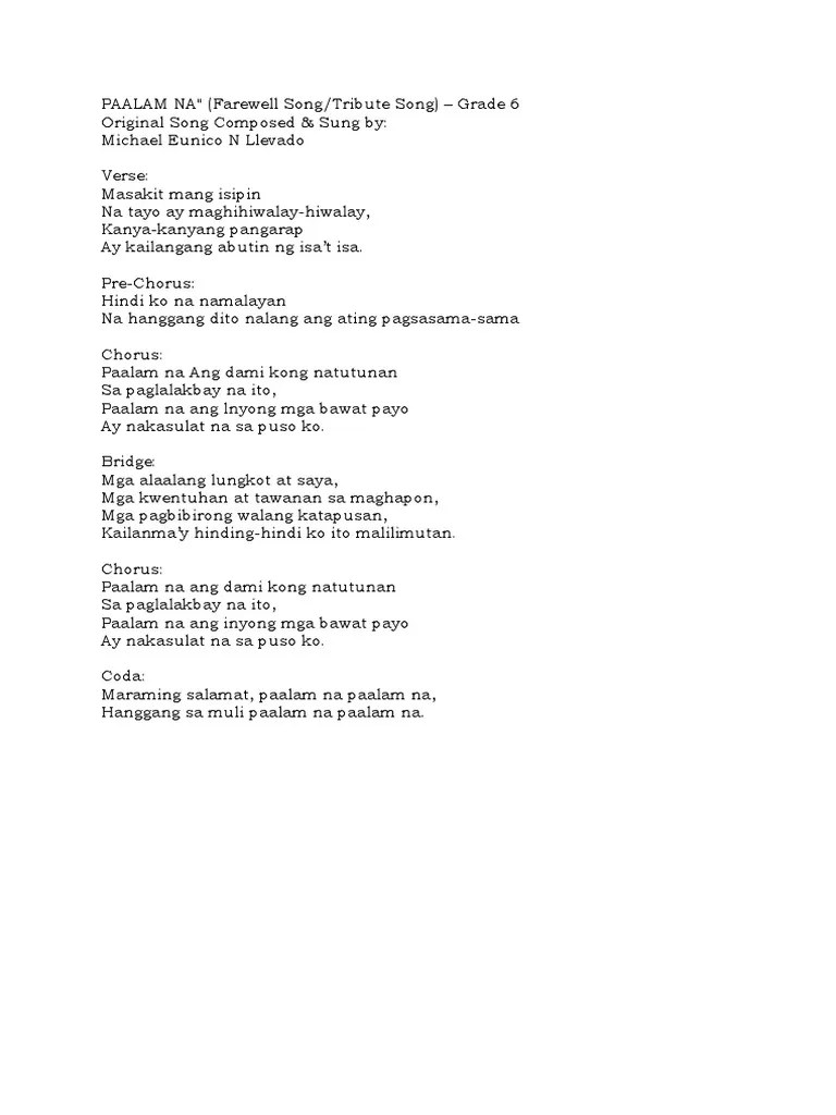 Grade 6 & Kinder Graduation Songs | PDF