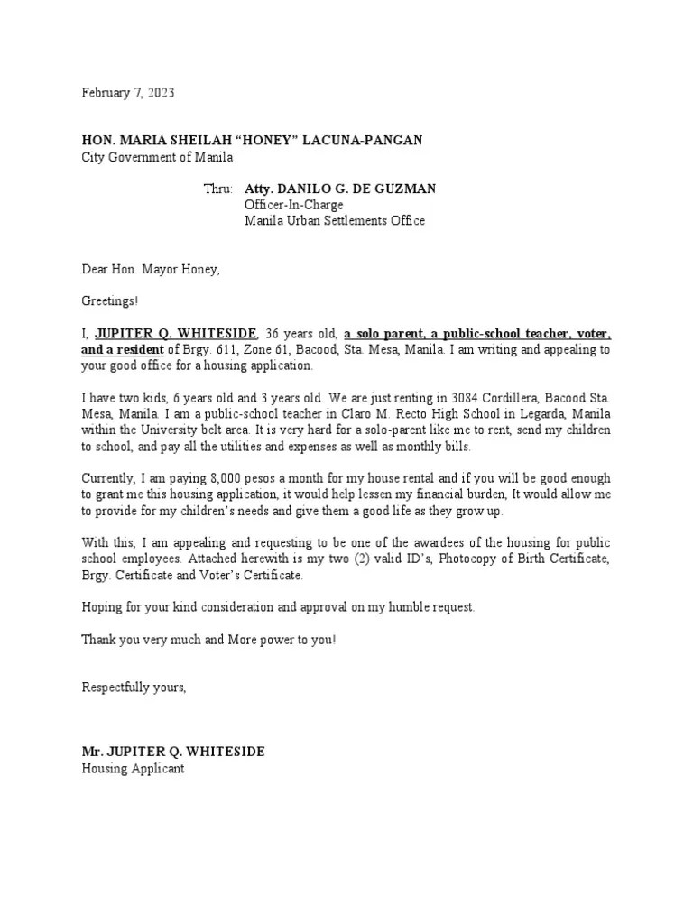 Housing Application | PDF