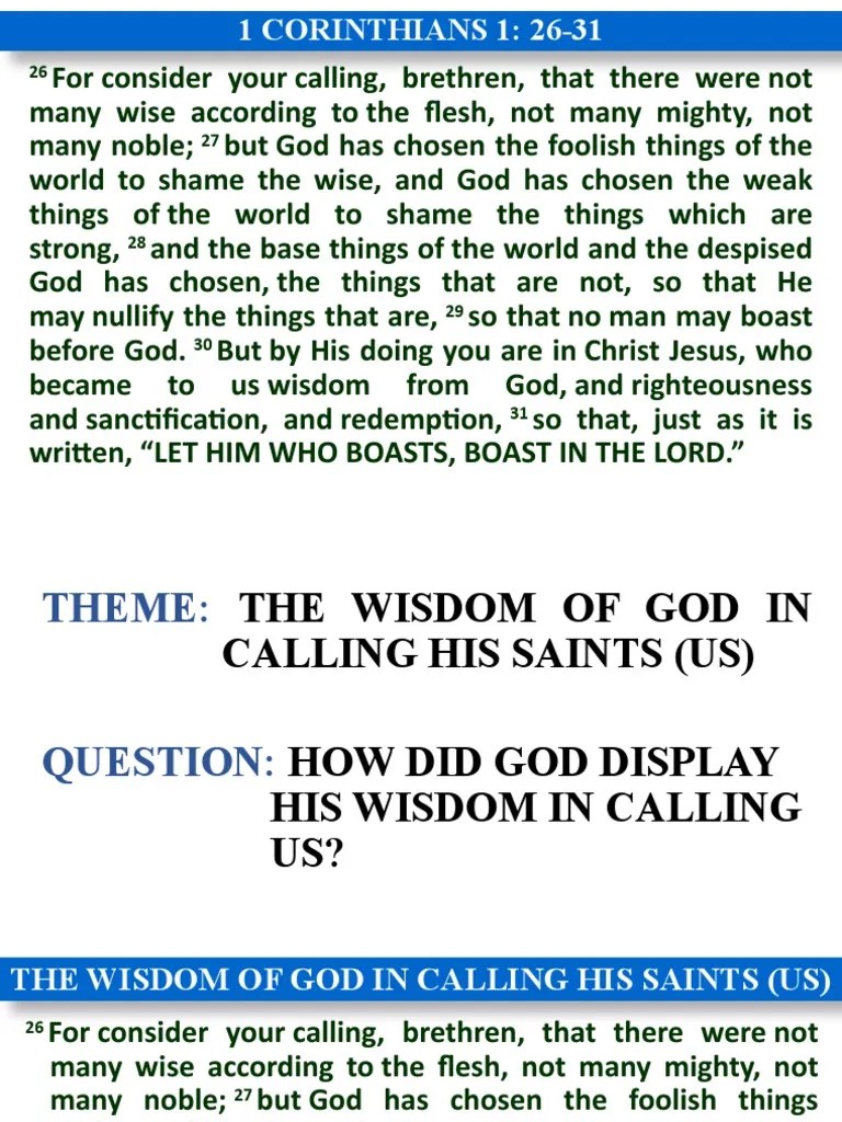 1 Corinthians 1,26-31 | PDF | Salvation | Wisdom