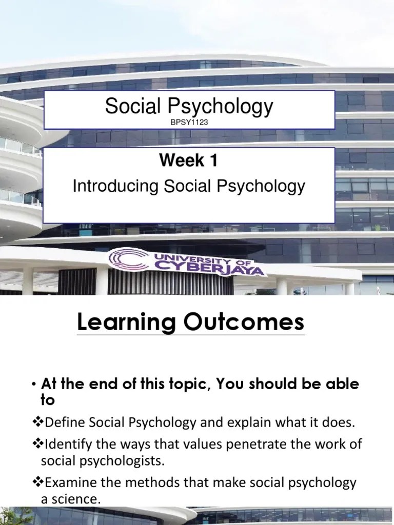 WEEK 1 - Introducing Social Psychology | PDF