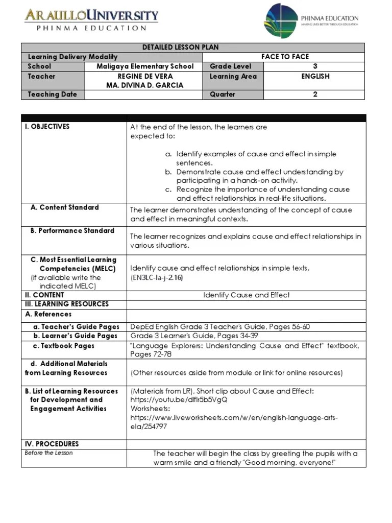 (2nd) Lesson Plan In English 3 | PDF | Teachers | Learning