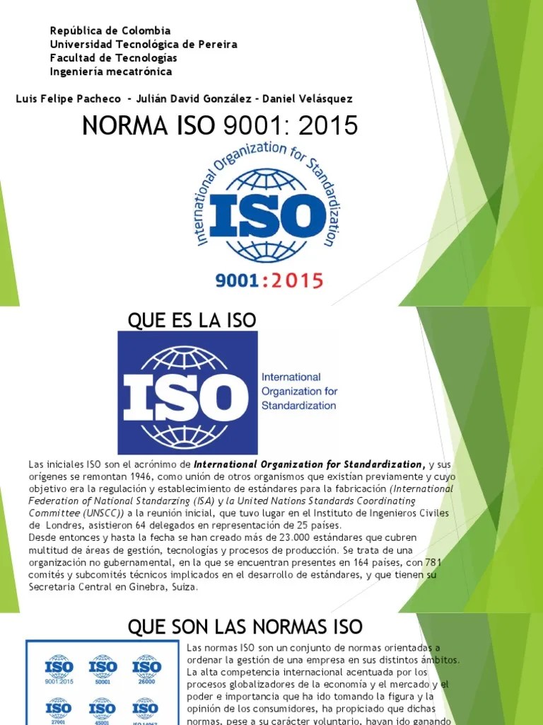 Iso 9001 2015 | PDF | Organización Internacional Para La ...
