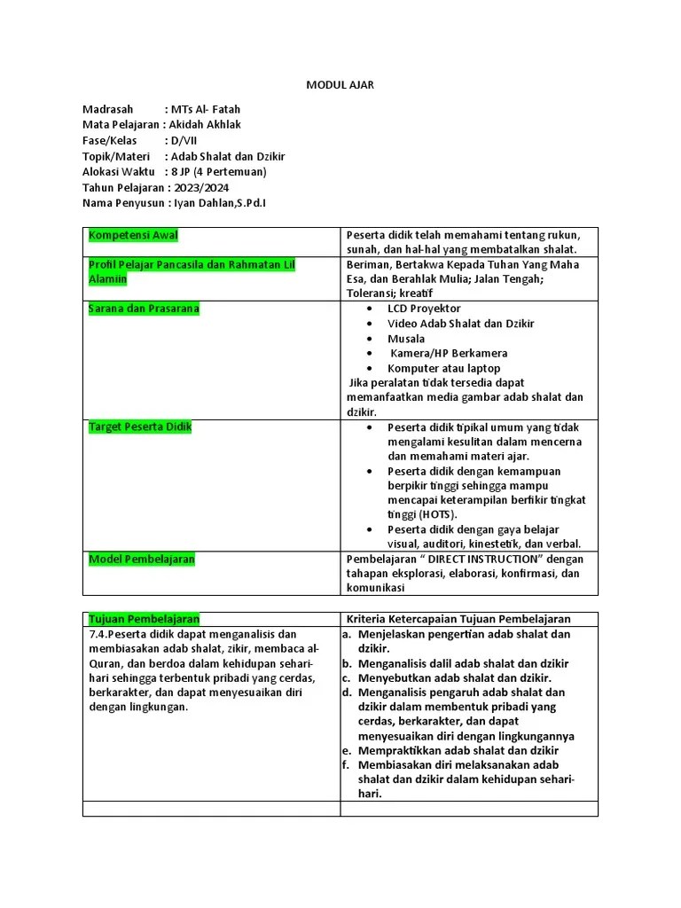 Modul Ajar Ukin | PDF