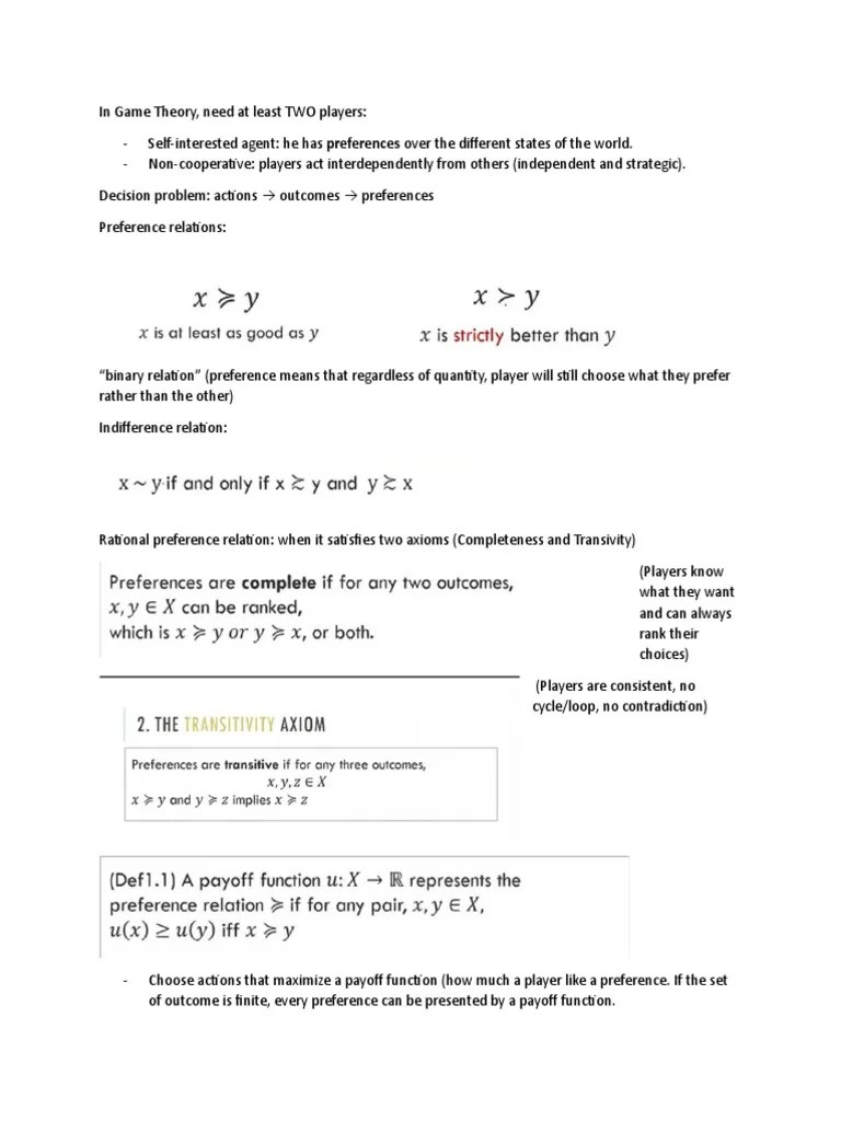 Game Theory Notes | PDF