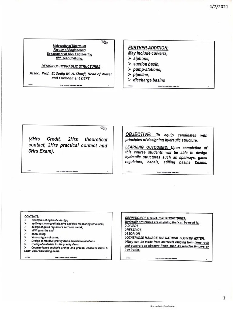 Hydraulic Structures Lecture 1 | PDF