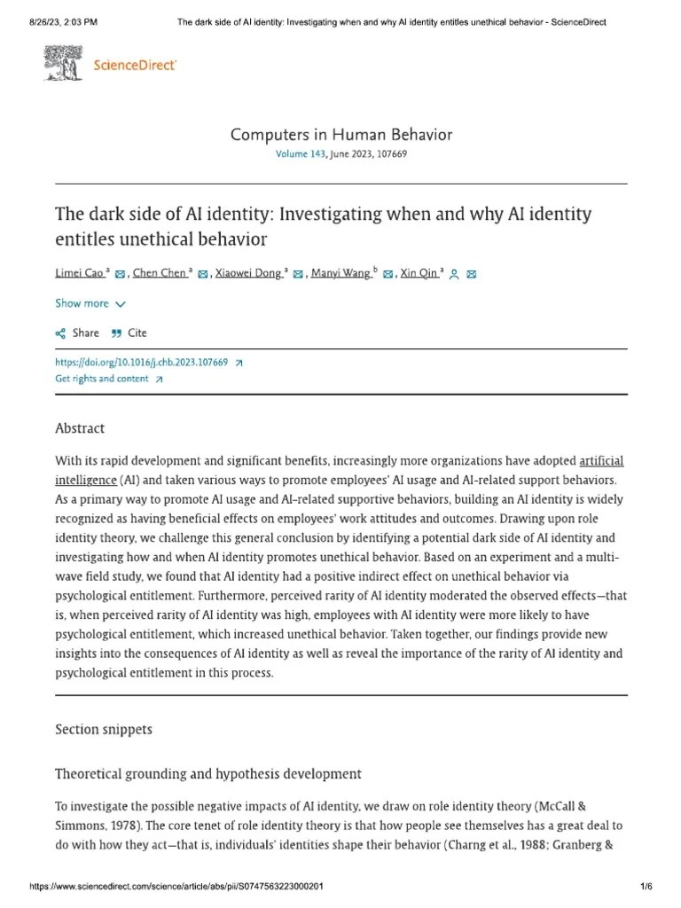 The Dark Side Of AI Identity | PDF