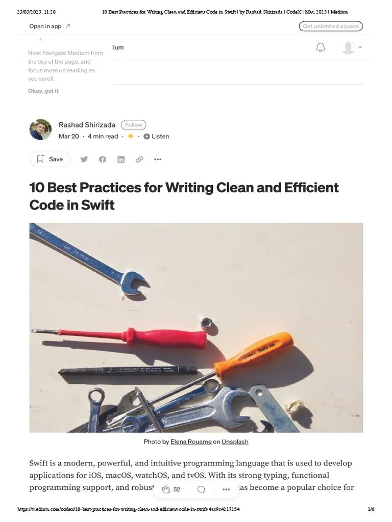 10 Best Practices For Writing Clean And Efficient Code In Swift - By ...