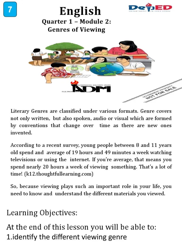 Co Q1 English 7 Module 2 | PDF | Genre | Animation