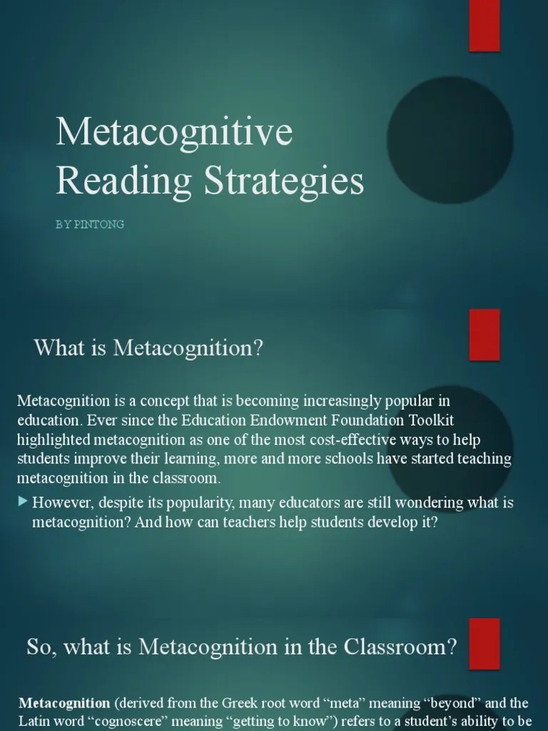 Metacognitive Reading Strategies (RW 3) | PDF | Metacognition ...
