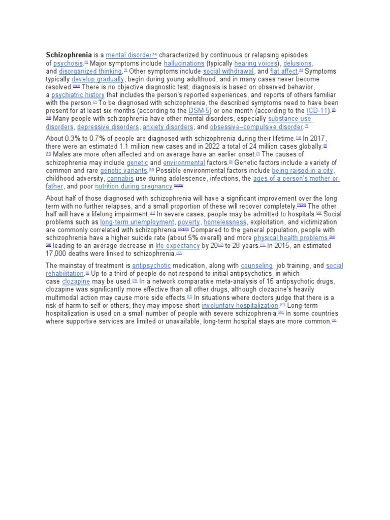 Schizophrenia | PDF | Schizophrenia | Mental Disorder