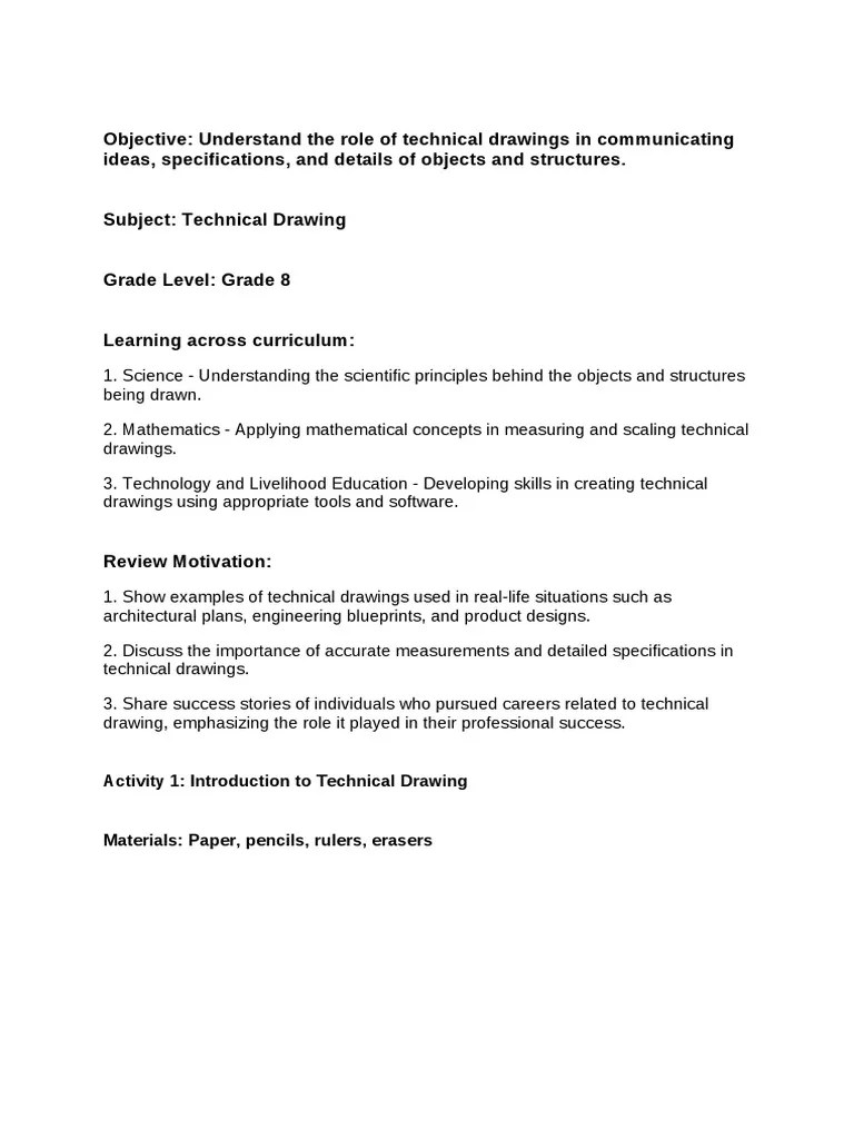 Lesson Plan - TD.L1.2 | PDF | Drawing | Technical Drawing