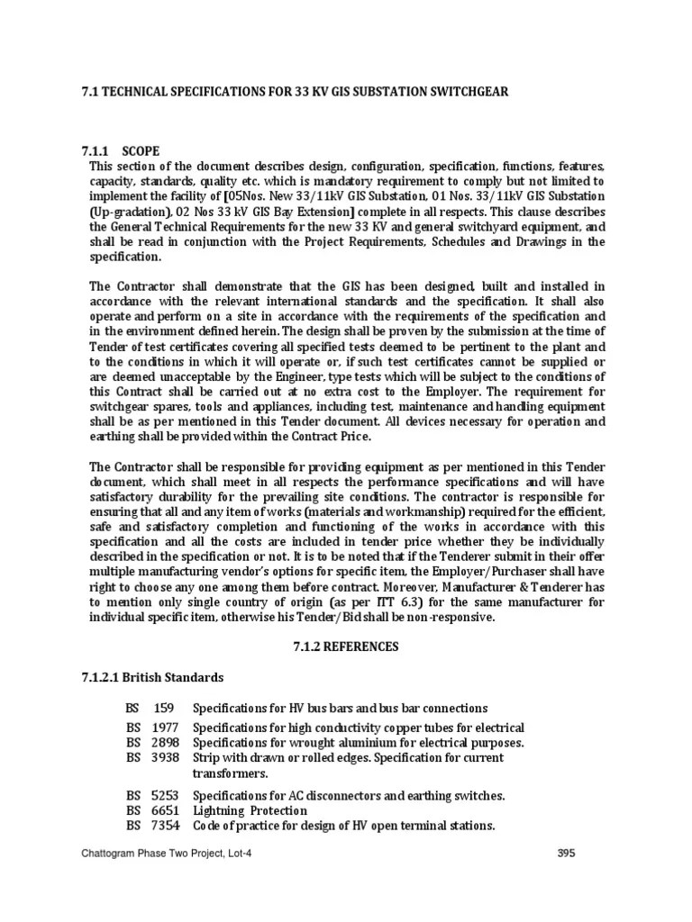 Section-7.1, 33KV GIS | PDF | Transformer | Electrical Substation