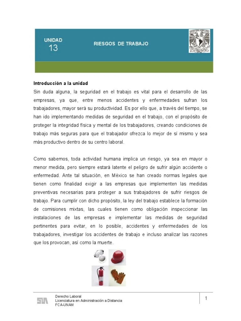 Unidad 13 Riesgos De Trabajo | PDF | Derecho Laboral | Justicia
