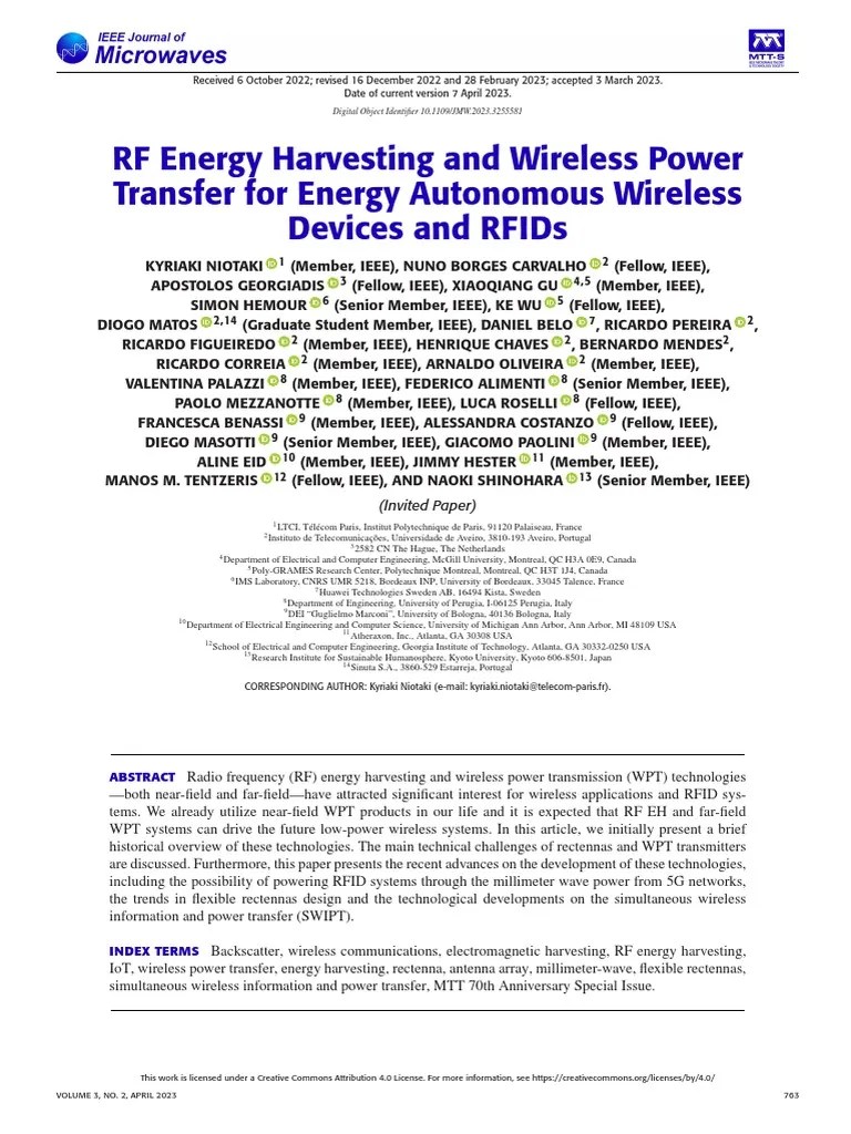 RF Energy Harvesting And Wireless Power Transfer For Energy Autonomous ...