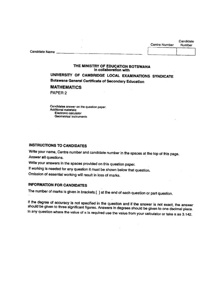 Maths Paper 2 Rev Kit | PDF
