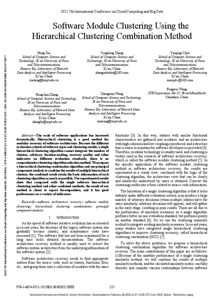 Software Module Clustering Using The Hierarchical Clustering ...