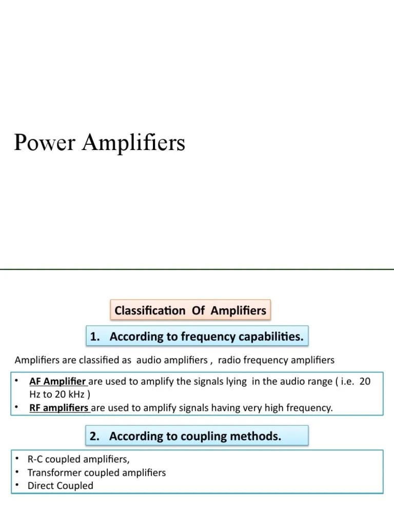 Power Amplifiers Class A, B, C And D | PDF | Amplifier | Electrical ...