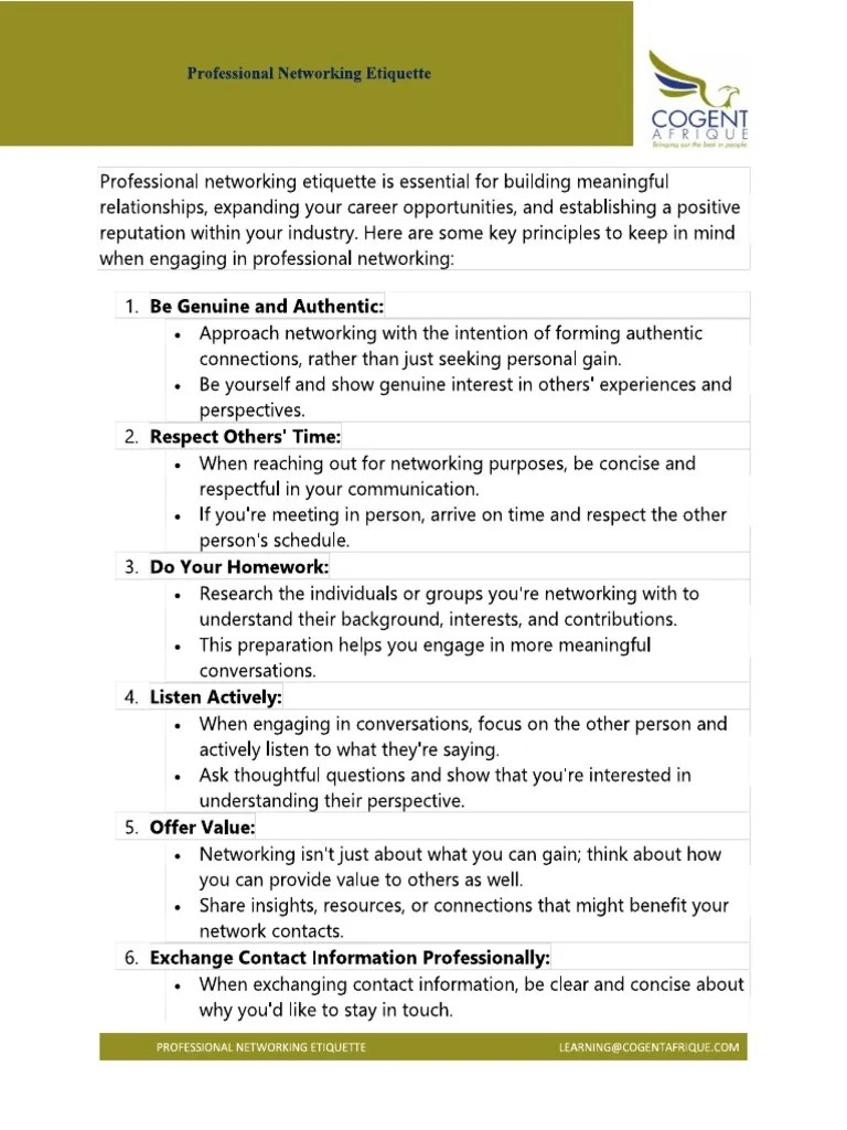 Professional Networking Etiquette | PDF