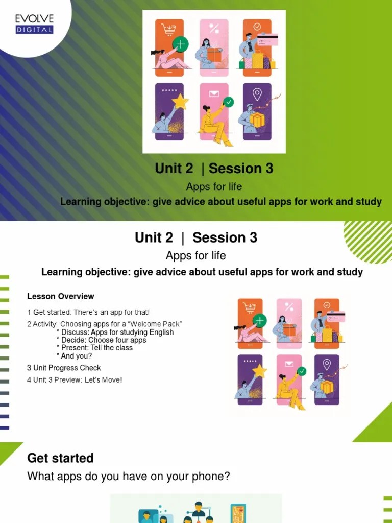 Unit 2 - Session 3: Learning Objective: Give Advice About Useful Apps ...