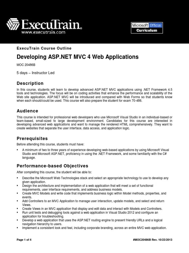 MOC 20486B - Developing ASP - NET MVC 4 Web Applications | PDF | World ...