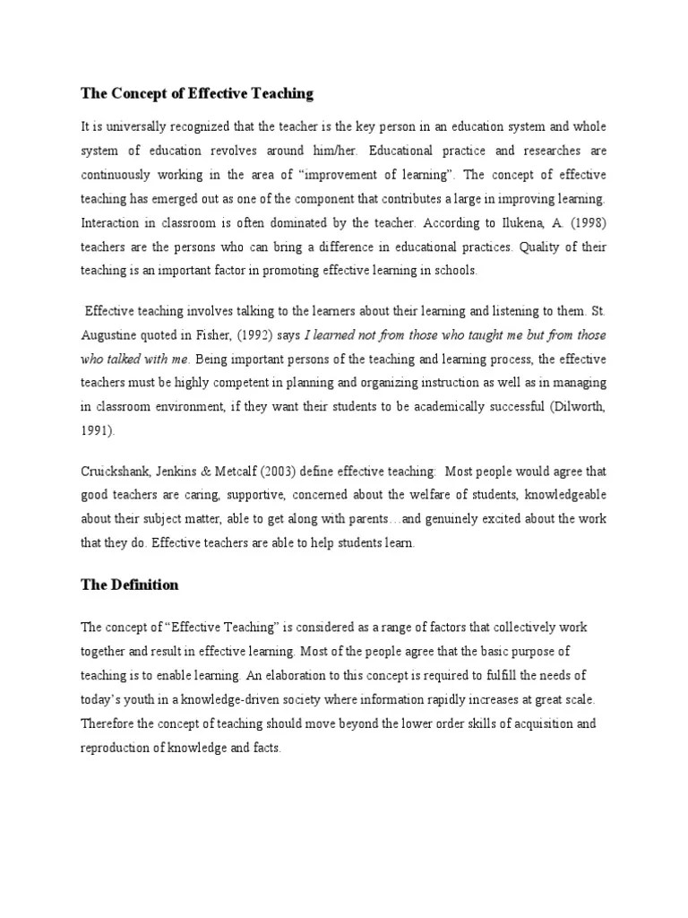 Concept Of Effective Teaching | PDF | Teachers | Learning