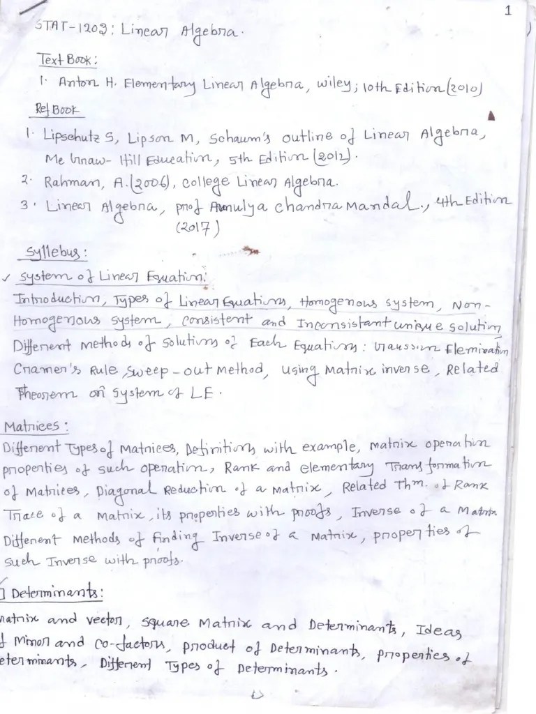 1 System Of Linear Equation-1 | PDF