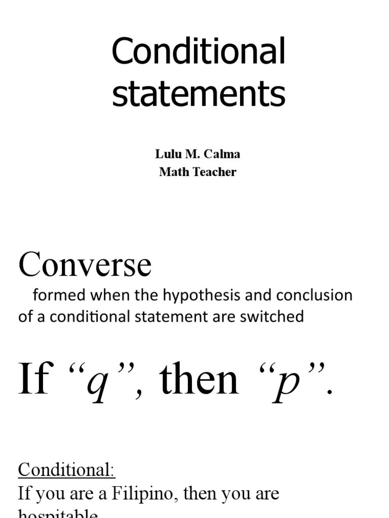 Conditional, Converse, Inverse Or Contra | PDF | If And Only If ...