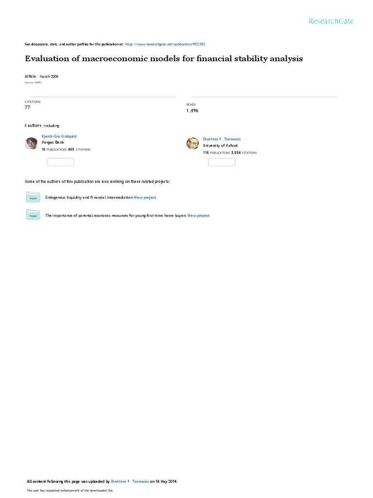 Evaluation Of Macroeconomic Models For Financial S | PDF | Financial ...