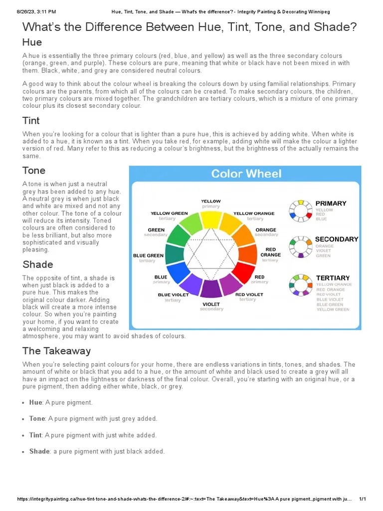 Hue, Tint, Tone, And Shade - What's The Difference | PDF | Color ...