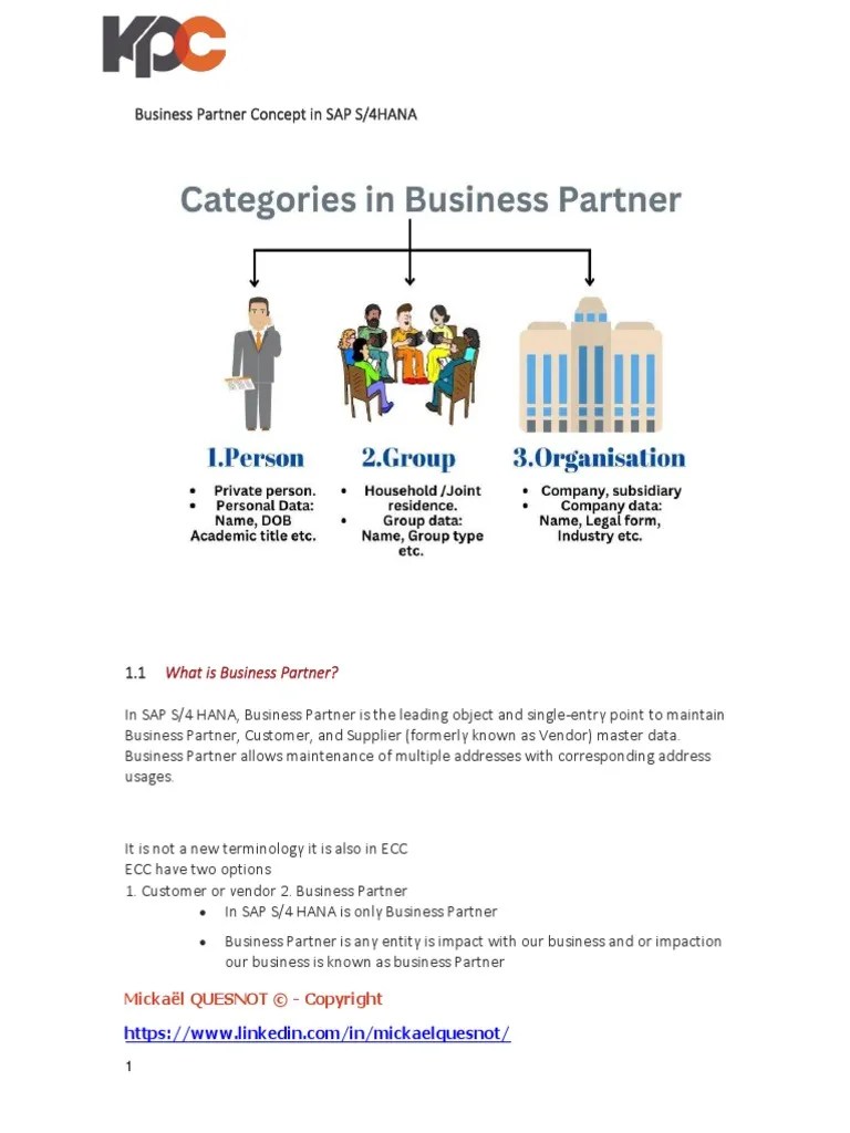 Business Partner Concept In SAP S4HANA | PDF | Information Technology ...