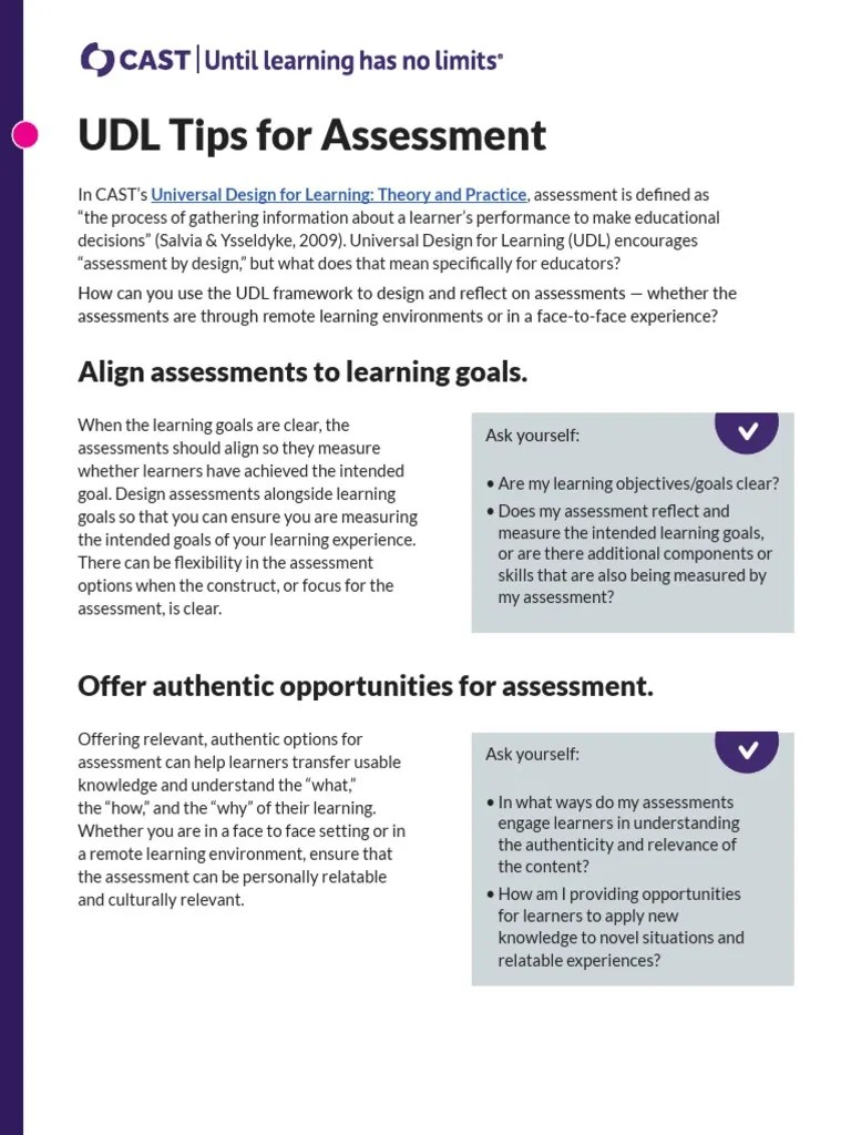 Udl - Tips For Assessment | Download Free PDF | Educational Assessment ...