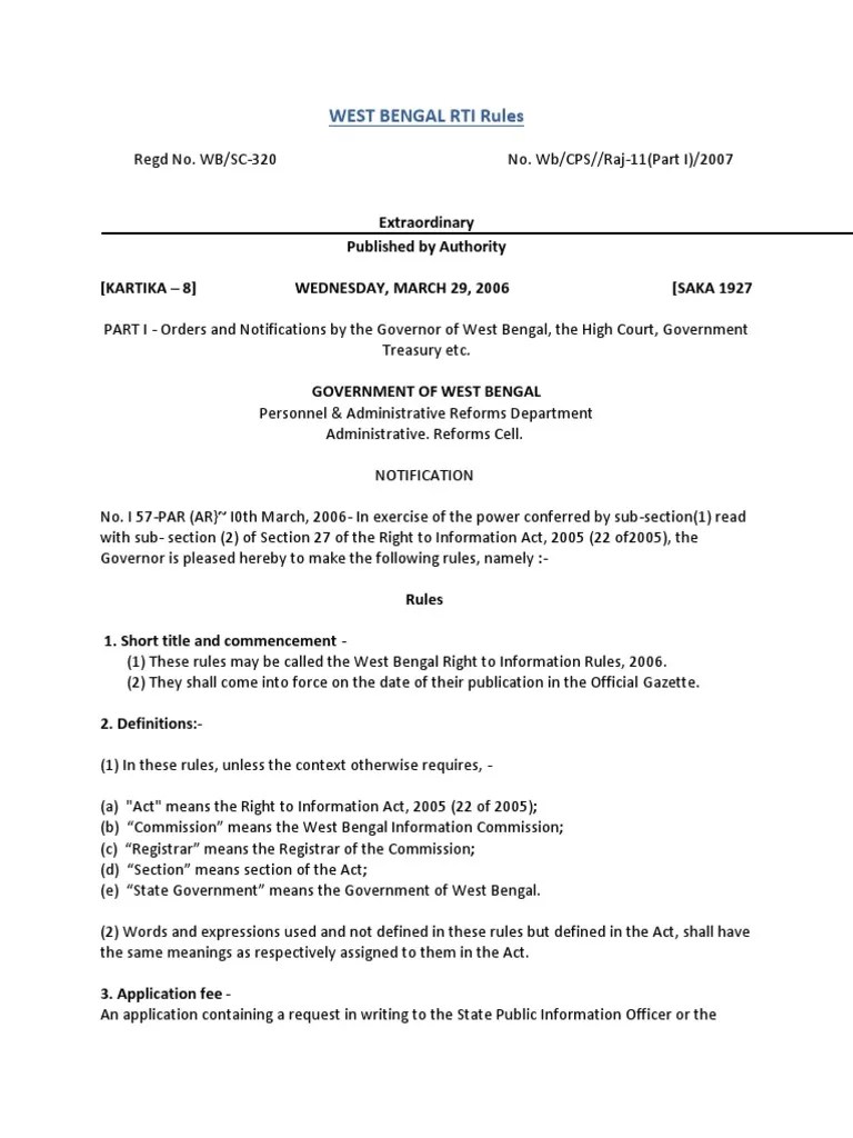 WB Rti Rules2006 | Download Free PDF | Appeal | Affidavit