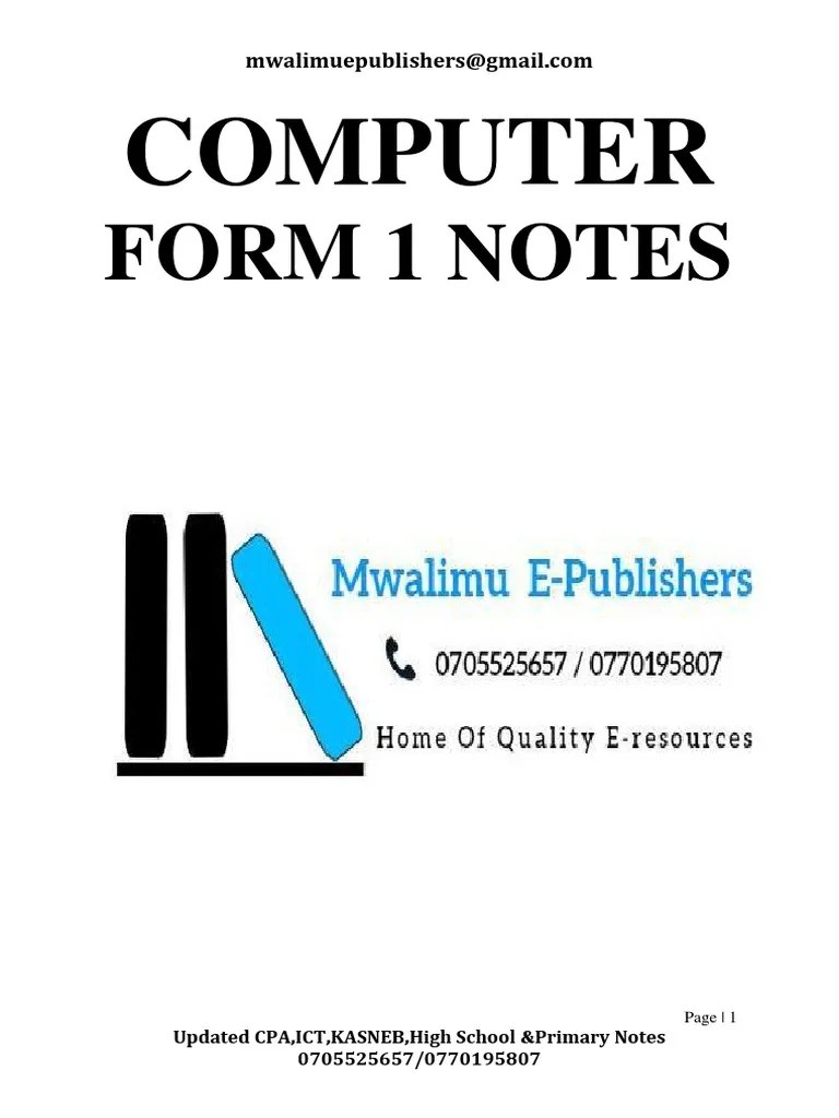 Computer Form 1 Notes. | PDF | Printer (Computing) | Computer Data Storage