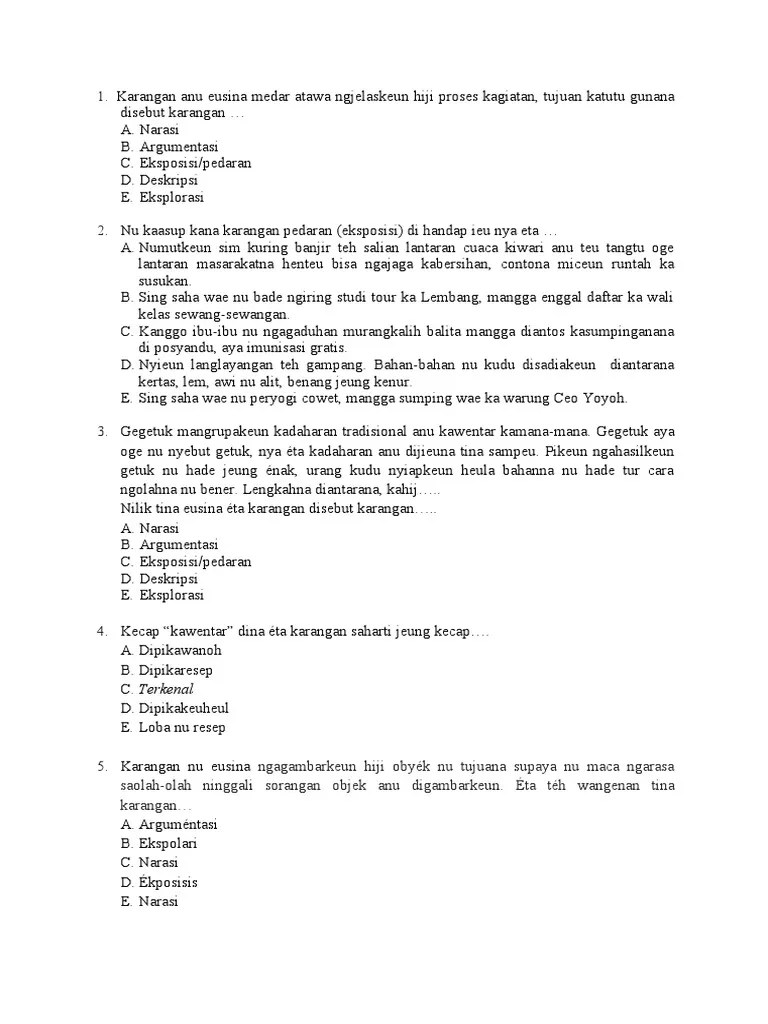 SOAL PAS BASA SUNDA Kelas XII 2021-2022 | PDF