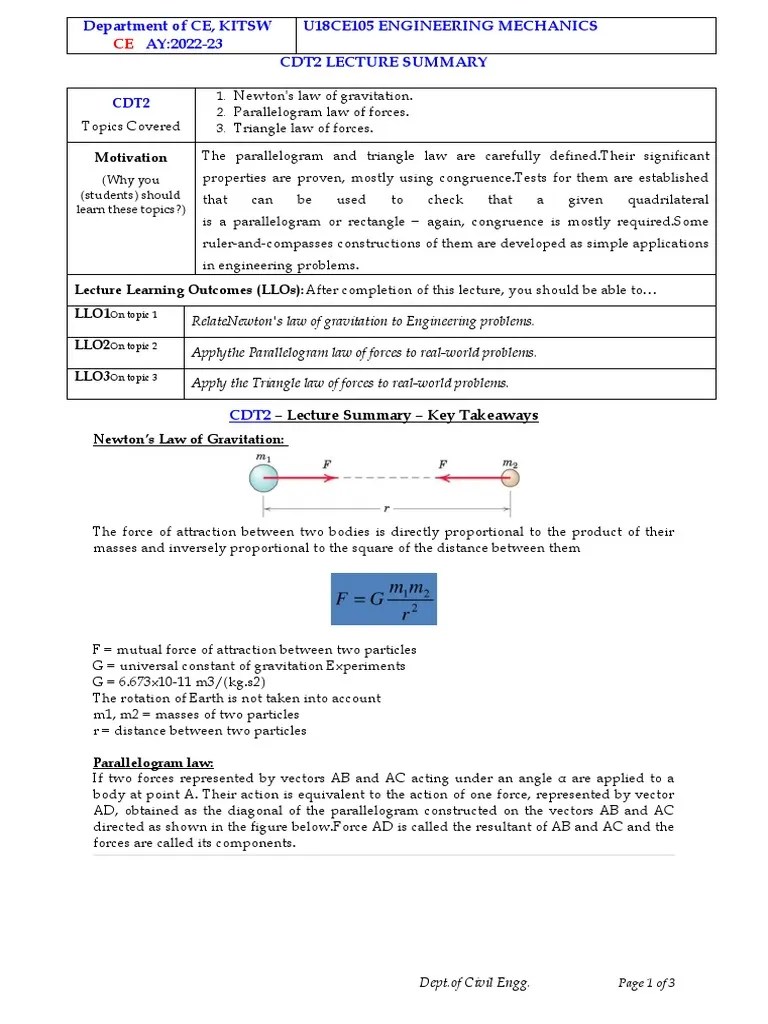 Engg Mechanics | PDF | Force | Gravity
