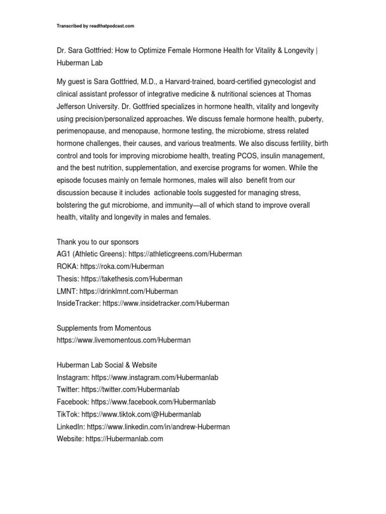 DR Sara Gottfried How To Optimize Female Hormone Health For Vitality ...