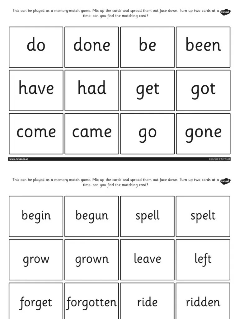 T2 E 748 Using The Present Form Of Verbs In Contrast To Past Tense Word ...