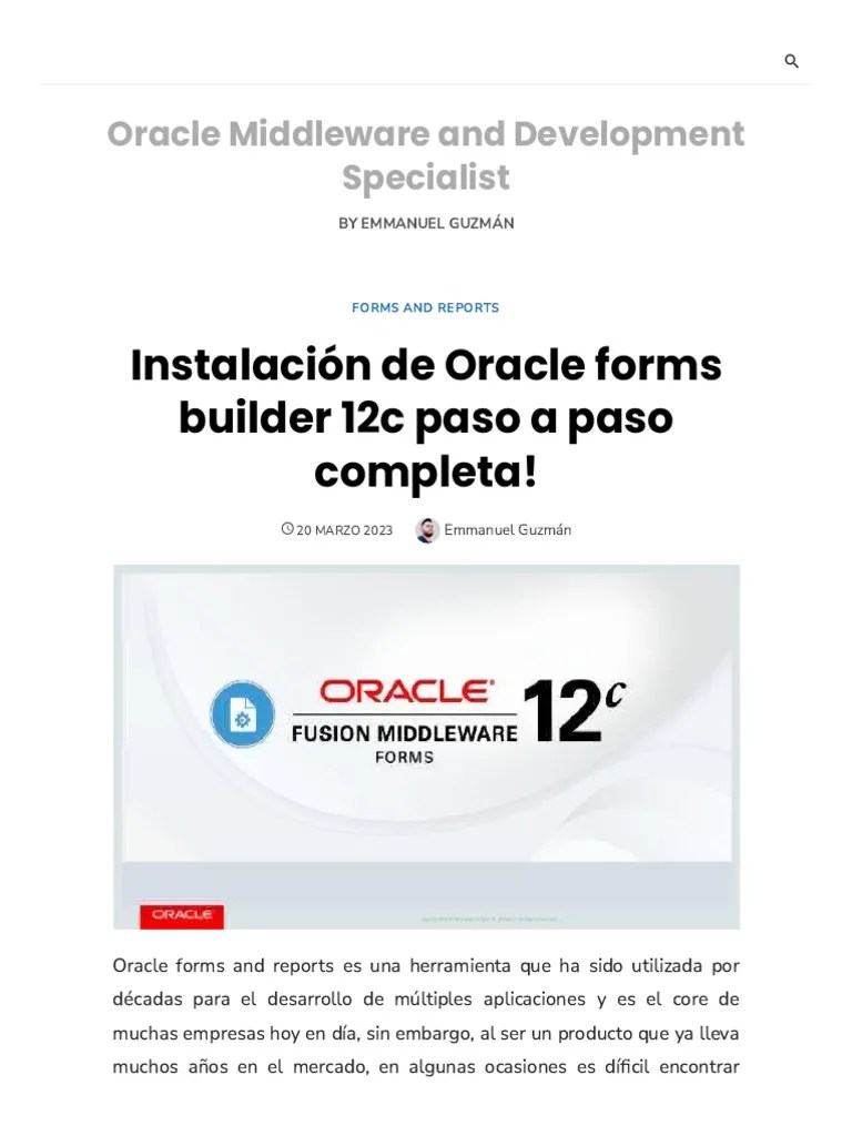 Instalación De Oracle Forms Builder 12c Paso A Paso Completa! - Oracle ...