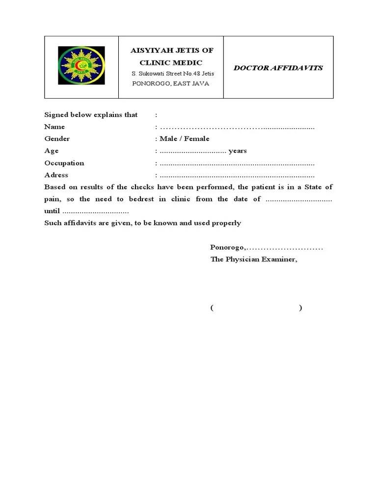 Surat Keterangan Dirawat Bahasa Inggris | PDF