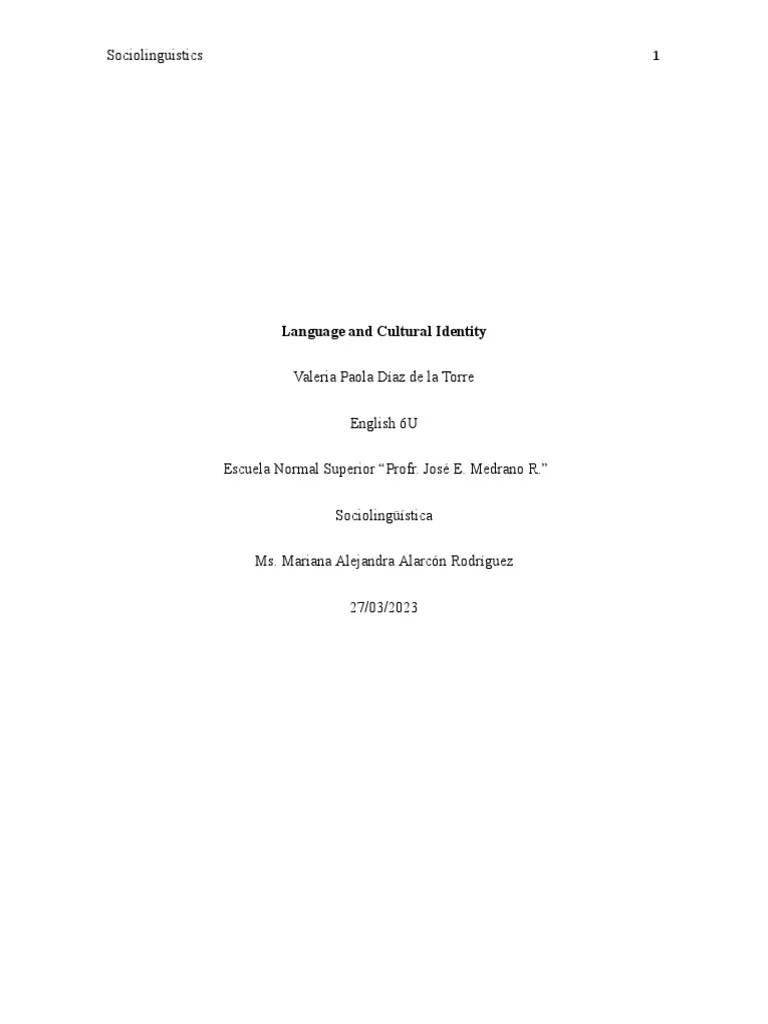 Language And Cultural Identity | PDF