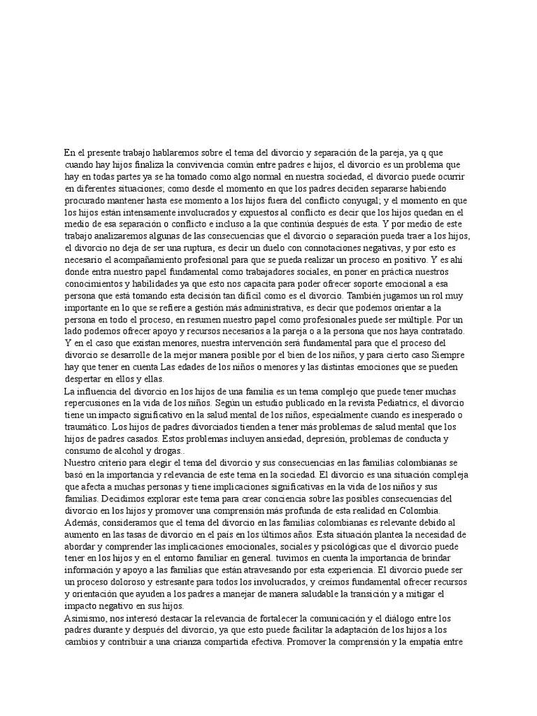 Consecuencias De El Divorcio En Los Niños. | PDF